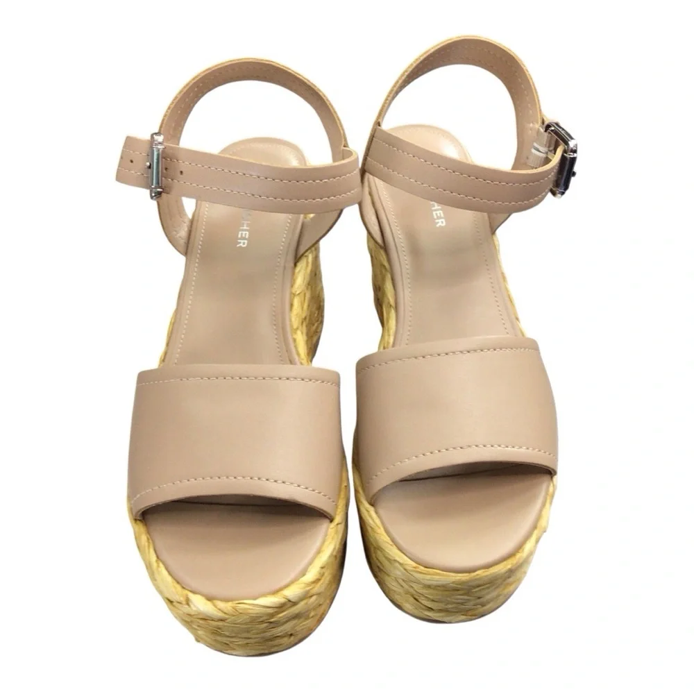Marc Fisher Tan Wedge Sandals with Jute Platform NWT size 8.5